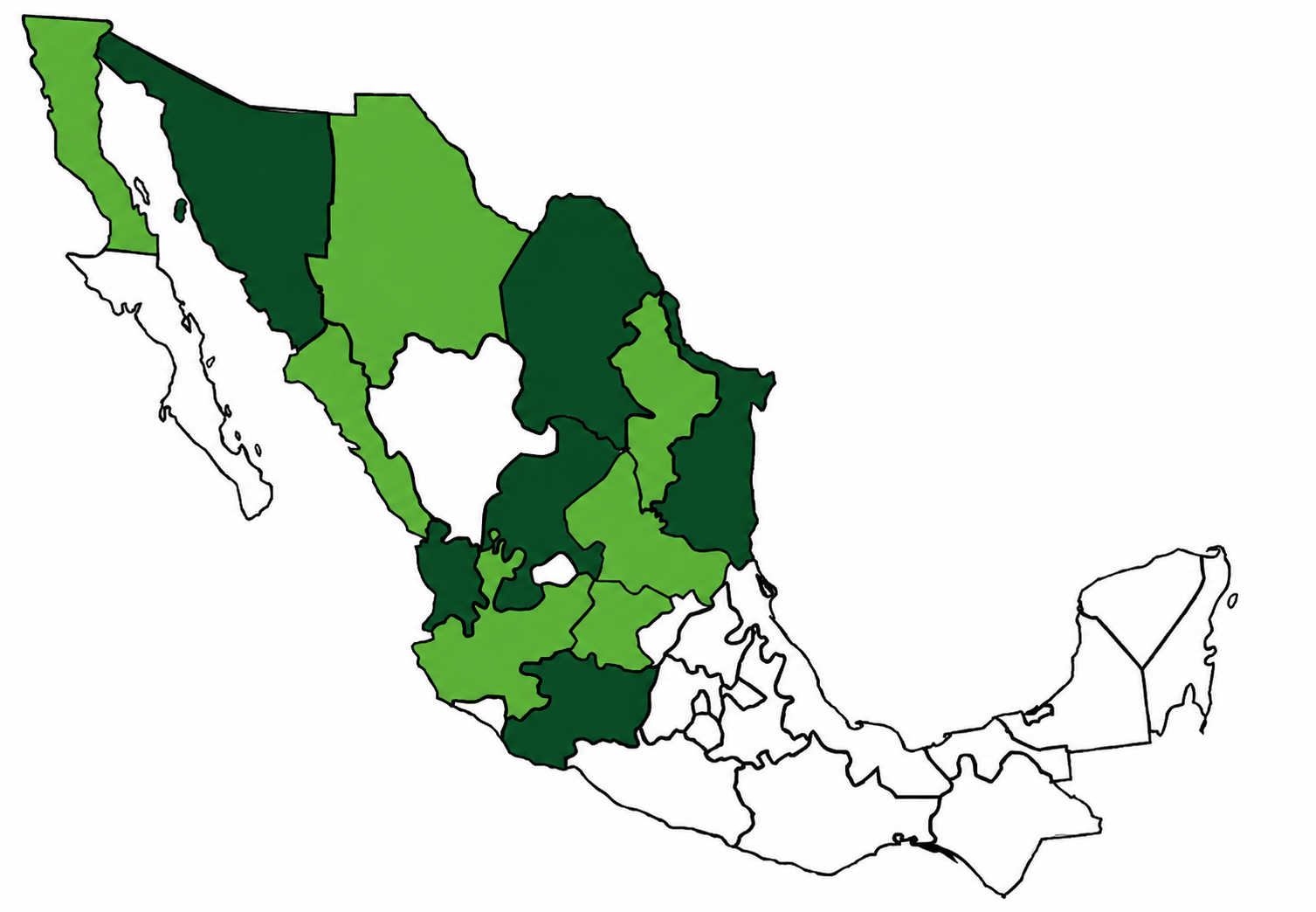 Mapa de México con la red de productores de Puente Fresh
