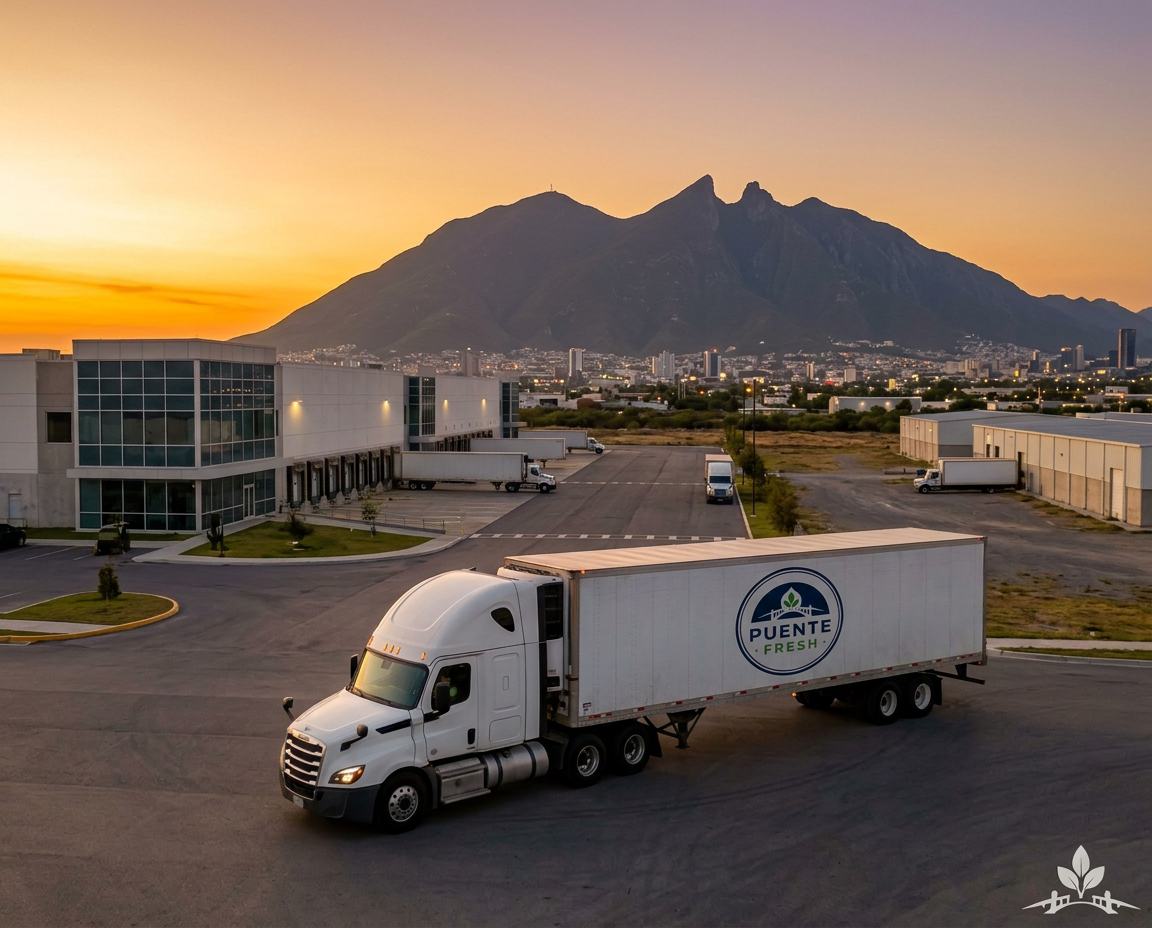 Camión de exportación saliendo del centro de distribución